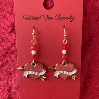 Valentine earrings, love heart RSV