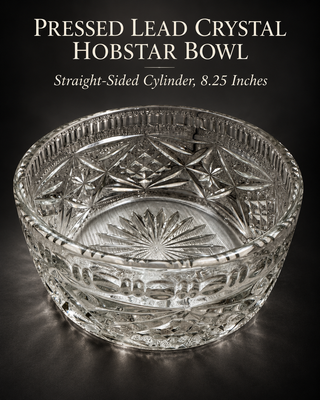 Pressed Lead Crystal Bowl 8.25" Cylindrical Hobstar Straight Sided 3.5lb