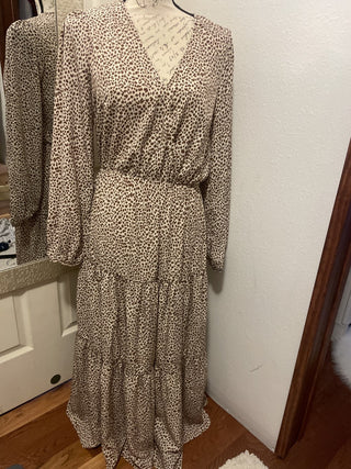 Long, Maxi Animal Print Long Sleeve Dress-RSV