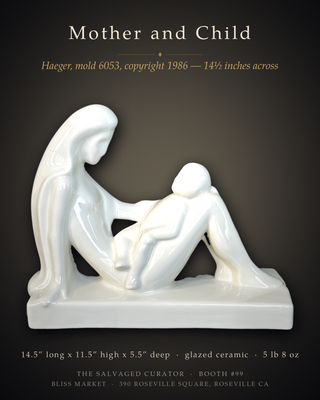 Vintage Haeger Mother and Child Statue White Gloss Ceramic Figurine 6053