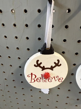 Ornament Round Wood "Believe" RCD|126674