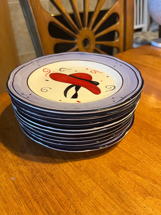 Vintage Canterbury Red Hot Ladies Hand Painted Plate RSV