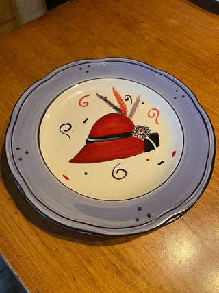 Vintage Canterbury Red Hot Ladies Hand Painted Plate RSV