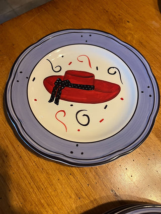 Vintage Canterbury Red Hot Ladies Hand Painted Plate RSV