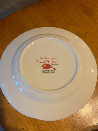 Vintage Canterbury Red Hot Ladies Hand Painted Plate RSV