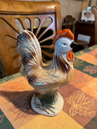 VTG Hand Painted Iridescent Lusterware Made In Brazil Ceramic Rooster RSV