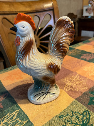 VTG Hand Painted Iridescent Lusterware Made In Brazil Ceramic Rooster RSV