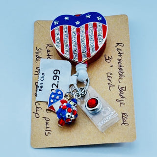 Patriotic Heart Badge Holder Belt Clip|76195