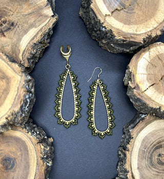 Beaded brass teardrop olive/brass|42087
