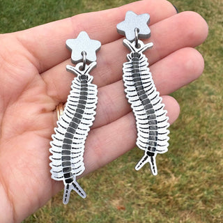 Silver Centipede Earrings Star Post MTS|110129