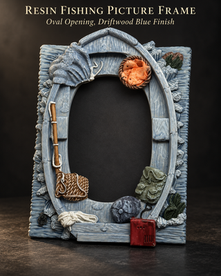 Vintage 3D Resin Fishing Picture Frame Novelty Cabin Decor No Glass 3.5x5