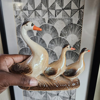 Vintage Goose + Goslings  Lusterware Figurine (BRI) - MTS|111947