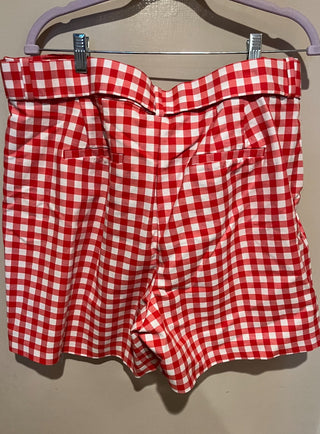 Lane Bryant Red and White Checked Shorts w/Belt (16) RSV|82419