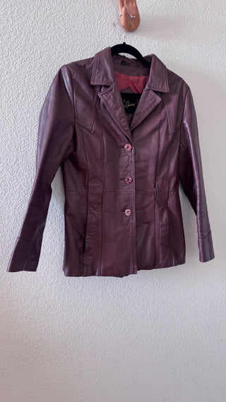 70s brown leather jacket blazer Miss Simone vintage MTS|119734