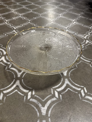 AJ - Glass Cake Stand with Gold Trim MTS