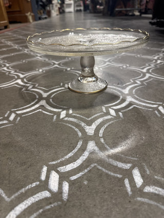 AJ - Glass Cake Stand with Gold Trim MTS