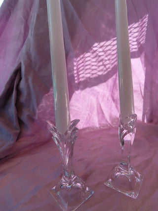 Pair (2) crystal candle holders w/candles MTS|83611