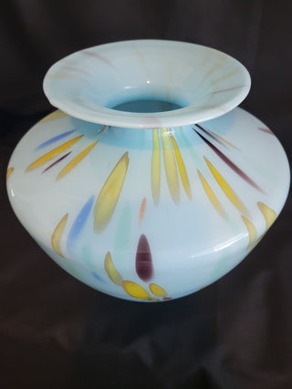Vintage Hand Blown Maestri Vetri Round 10" Blue Vase RCD
