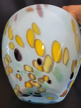 Vintage Hand Blown Maestri Vetri Round 10" Blue Vase RCD