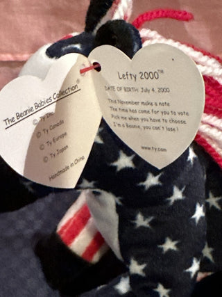 Beanie Baby "Lefty 2000" patriotic donkey. #SM RCD|80784
