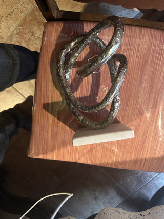 #62 VV VMetal Knot On Marble stone Base Art Sculpture  Statue  MTS|58352