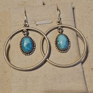 .925 sky blue turquoise hoop earrings|89664