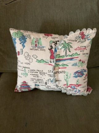 CA Graphic Landmark Map Pillow