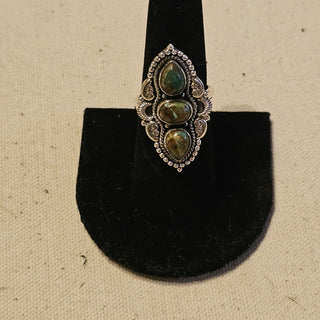 .925 Royston turquoise 3 stone adj. ring|92431