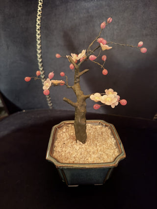 Vintage Glass Cherry Blossom Bonsai Tree approx. 8" Tall VV MTS