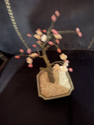 Vintage Glass Cherry Blossom Bonsai Tree approx. 8" Tall VV MTS