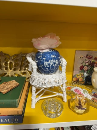 Vintage Wicker Doll Chair/Plant Stand RSV