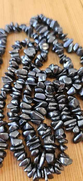Hematite Nugget Necklace Vintage Gray Black Stone Trading Post Jewelry 36 Inch Long Boho Statement Jewelry,RSV|102933