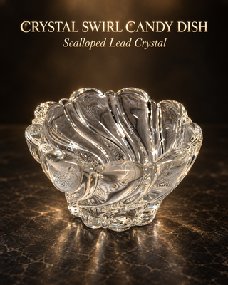 Mikasa Peppermint Swirl Crystal Candy Bowl Small Clear Glass Scalloped 4"