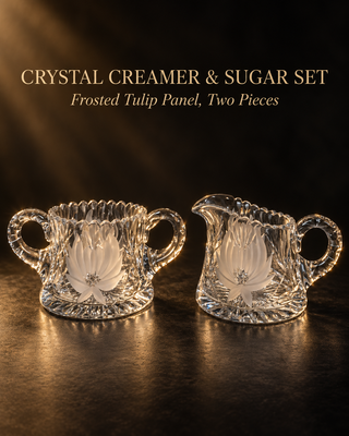 Creamer and Sugar Bowl Set Frosted Flower Petal Cut 3"