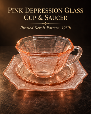 Princess Pink Depression Glass 5.5" Teacup & Saucer Set