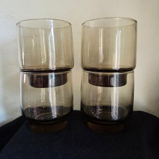 NEW - Vtg Libbey "Tawny Accent" Smoke Brown Cups (Set of 4)
