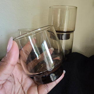NEW - Vtg Libbey "Tawny Accent" Smoke Brown Cups (Set of 4)