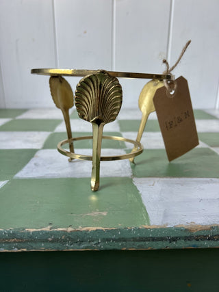 VTG 1960's Brass Seashell Gazing ball Stand F&M|98725