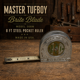 Master Tufboy Brite Blade Tape Measure 308W 8ft Steel Pocket Ruler USA