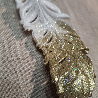 White & Gold Feather Ornament MTS|123986