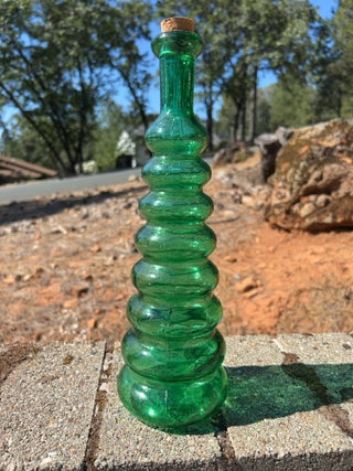 vintage green Anchor Hocking GAO MI  bottle tiered "beehive" or stacked bubble design
