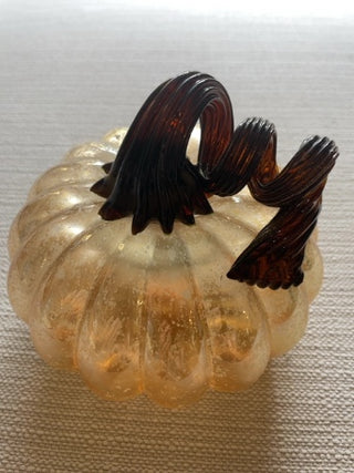 Amber colored  glass pumpkin Brown stalk