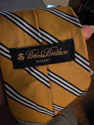 NEW - Brooks Bros. Yellow/Navy Striped Neckties