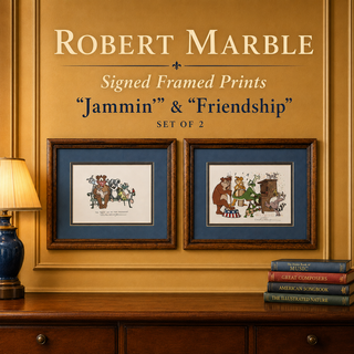 Set of 2 Robert Marble Signed Framed Prints Jammin & Friendship