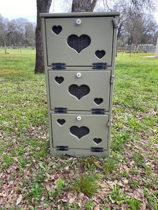 Green 3 drawer storage cabinet  with hearts