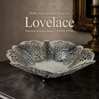 1940s International Silver Co Lovelace Pierced Footed Bowl EPNS 3516