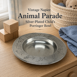 Silver Plated Animal Parade Menagerie Childs Porringer Bowl Vintage Napier