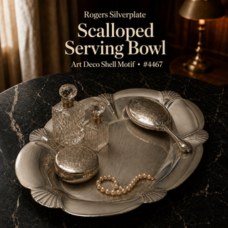 Rogers Silverplate Scalloped Serving Bowl — Art Deco Shell Motif, Pattern #4467