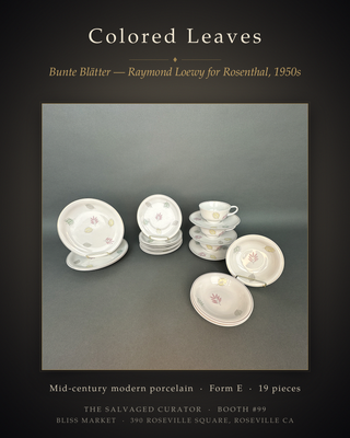 Mid-Century Modern Rosenthal Bunte Blätter "Colored Leaves" 19-Piece Partial China Set — Raymond Loewy Form E, Selb-Plössberg Germany, 1950s