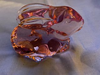 Pink iridescent glass rabbit